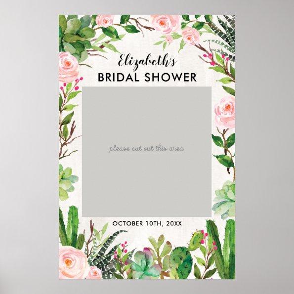 Fiesta Cactus Bridal Shower Photo Booth Frame Poster