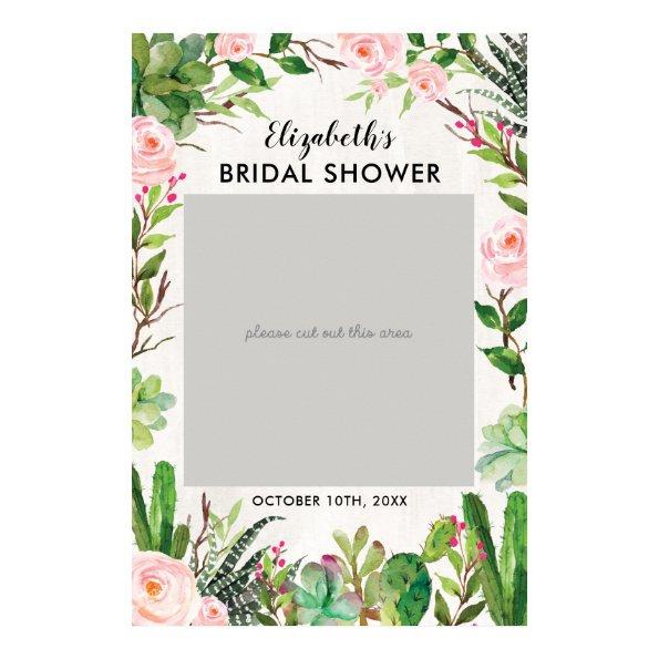 Fiesta Cactus Bridal Shower Photo Booth Frame Poster