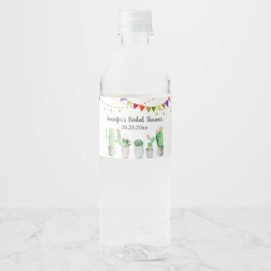 Fiesta Cactus Bridal Shower Water Bottle Label