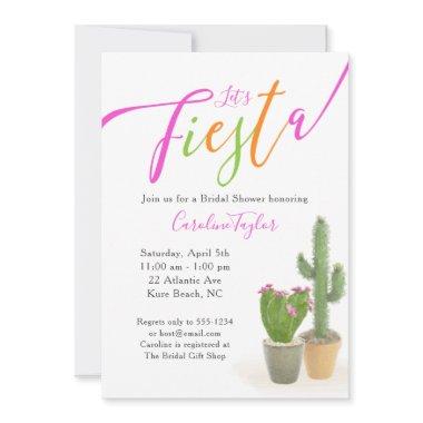 Fiesta Cactus Bright Pink Green Bridal Shower Invitations