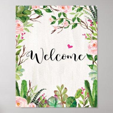 Fiesta Cactus Succulent Welcome Sign Poster