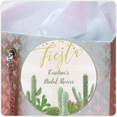 Fiesta Cactus Taco Bout Love Gold Bridal Shower Classic Round Sticker