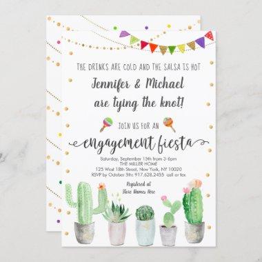 Fiesta Cactus Tying The Knot Engagement Party Invitations