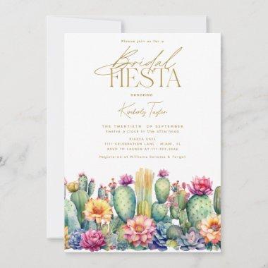 Fiesta Cactus Watercolor Floral Bridal Shower Invitations