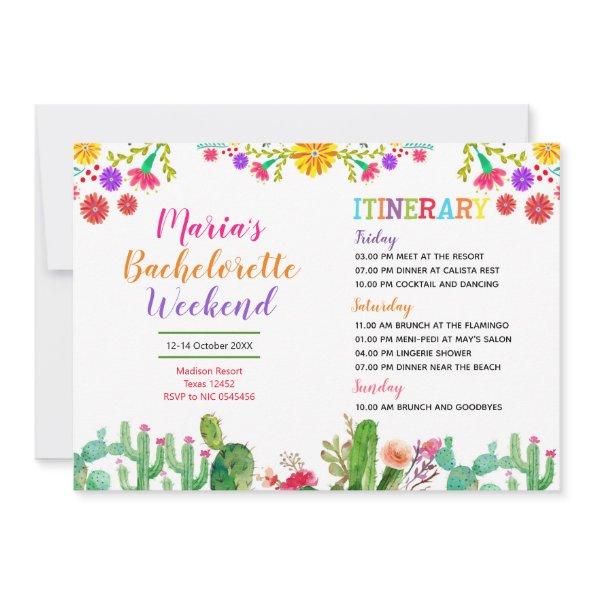 Fiesta Colorful Bridal Shower Itinerary Invitations