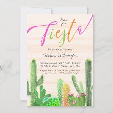 Fiesta Colorful Cactus Succulents Bridal Shower Invitations