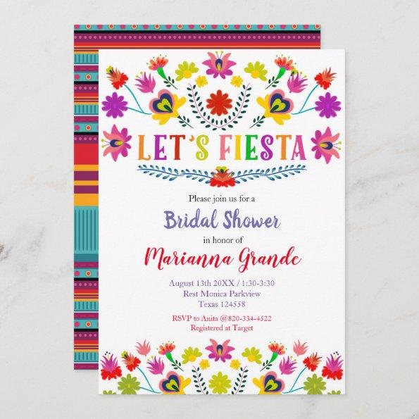 Fiesta Colorful Floral Bridal Shower Invitations