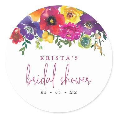Fiesta Colorful Flowers Bridal Shower Classic Round Sticker