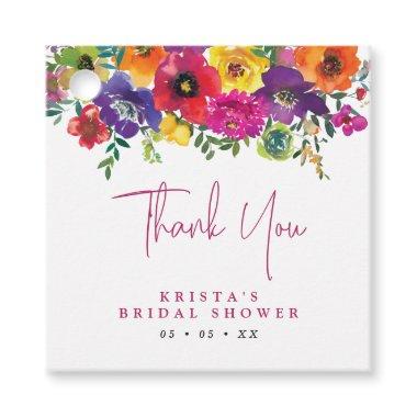 Fiesta Colorful Flowers Bridal Shower Thank You Favor Tags