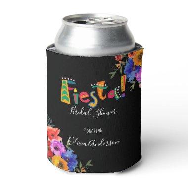 Fiesta Colorful Watercolor Floral Bridal Shower Can Cooler
