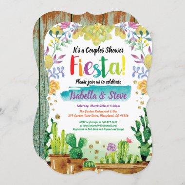 Fiesta couples shower Invitations with cactuc