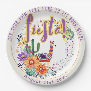 FIESTA Drama Llama Folkart Flowers Custom Paper Plates