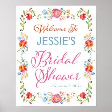 Fiesta Flower Bridal Shower Welcome Sign 16x20
