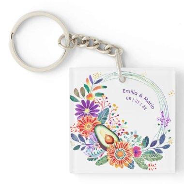 FIESTA Folkart Flowers Avocado Custom Keychain