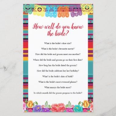 Fiesta How well do you know The Bride Game Invitations