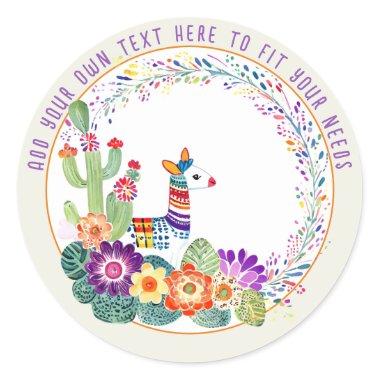 FIESTA Llama Cacti Flowers Classic Round Sticker