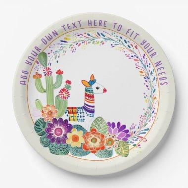 FIESTA Llama Cacti Flowers Paper Plates