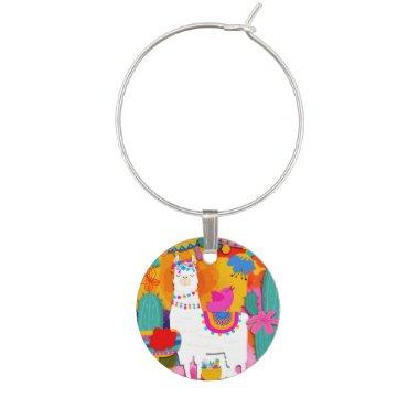Fiesta Llama Cinco De Mayo Birthday Party Cute Wine Charm