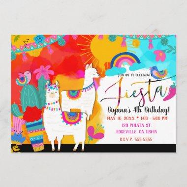 Fiesta Llama Cinco De Mayo Birthday Party Invitations
