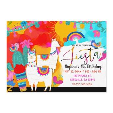 Fiesta Llama Cinco De Mayo Birthday Party Invitations