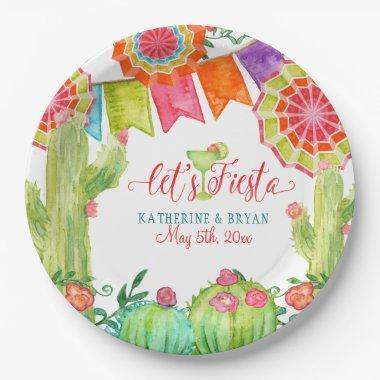 Fiesta Margarita Cactus Bridal Shower Paper Fan Paper Plates