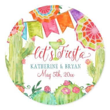 Fiesta Margarita Lime Bridal Shower Desert Cactus Classic Round Sticker