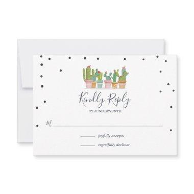 Fiesta Pastel Cactus Bridal Shower RSVP Cards