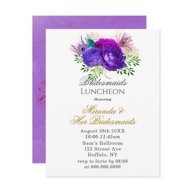 Fiesta Peonies Peacock Bridesmaids Luncheon Invite