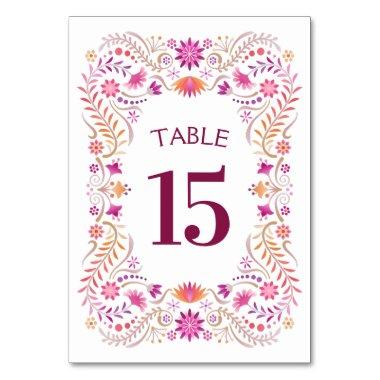 Fiesta Pink Birthday Shower Wedding Table Number