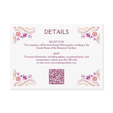 Fiesta Pink Wedding QR Details Enclosure