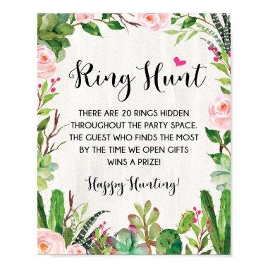 Fiesta Ring Hunt Game Cactus Floral Bridal Shower Poster