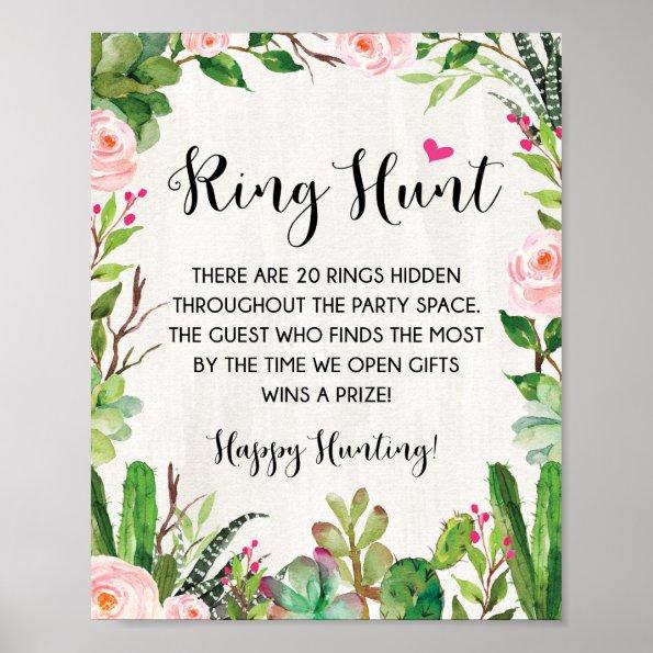 Fiesta Ring Hunt Game Cactus Floral Bridal Shower Poster
