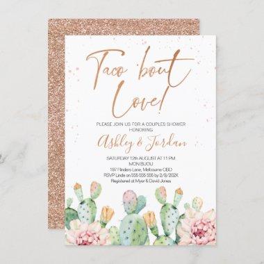 Fiesta Rose Gold Taco ''bout Love Couples Shower Invitations