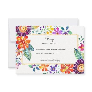 FIESTA RSVP with QR Code Folkart Flowers