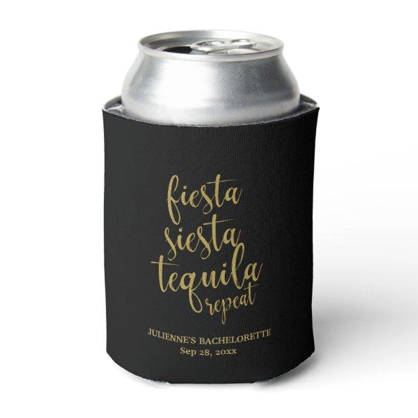 Fiesta Siesta Tequila Repeat Glitter Bachelorette Can Cooler