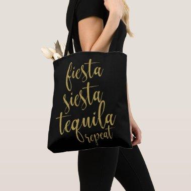 Fiesta Siesta Tequila Repeat Glitter Bachelorette Tote Bag