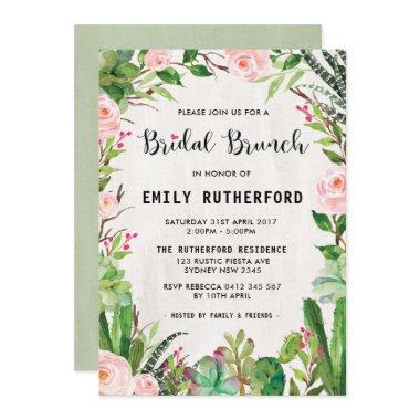 Fiesta Succulent Boho Bridal Brunch Invitations