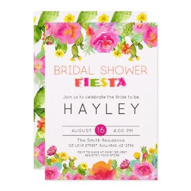 Fiesta Succulent Floral Watercolor Bridal Shower Invitations