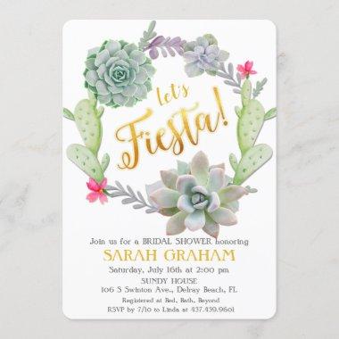 Fiesta Succulent Wreath Bridal Shower Invitations