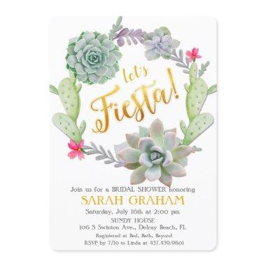 Fiesta Succulent Wreath Bridal Shower Invitations