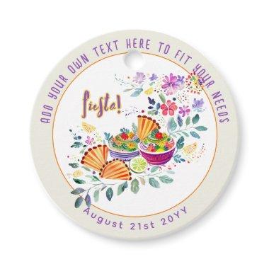 FIESTA Tacos Guacamole Folkart Flowers Custom Favor Tags