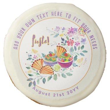 FIESTA Tacos Guacamole Folkart Flowers Custom Sugar Cookie