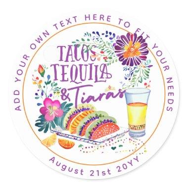 FIESTA Tacos Tequila and Tiaras Classic Round Sticker