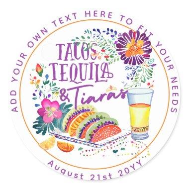 FIESTA Tacos Tequila and Tiaras Classic Round Sticker