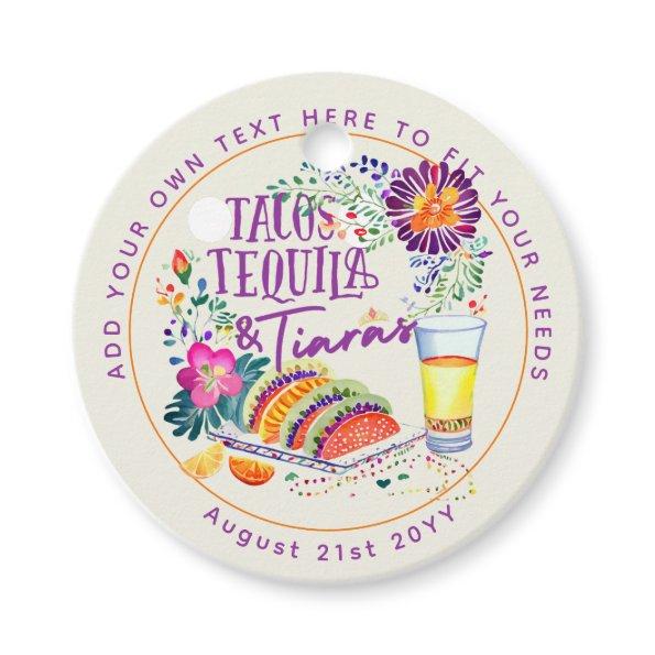 FIESTA Tacos Tequila and Tiaras Favor Tags