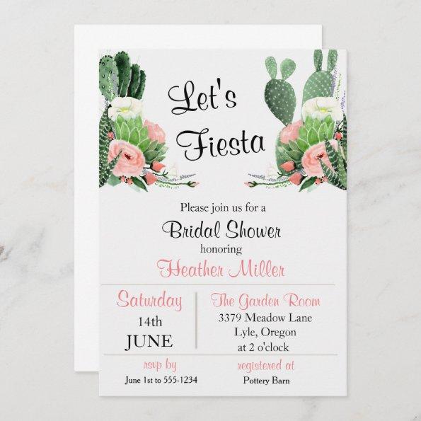 Fiesta Watercolor Bridal Shower Invitations