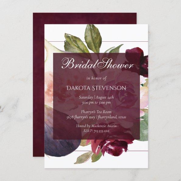 Fig Blossoms | Vintage Moody Floral Bridal Shower Invitations