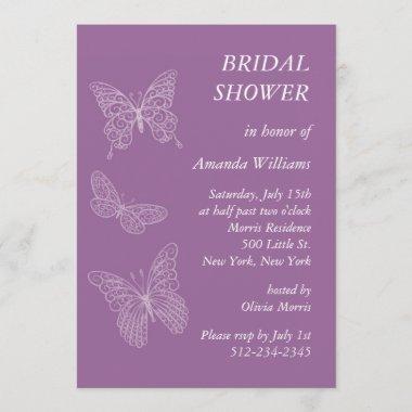 Filigree Butterfly Bridal Shower (purple) Invitations