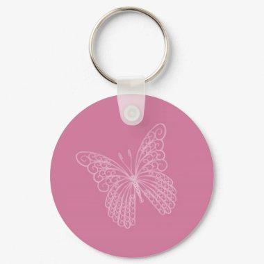 Filigree Butterfly Key Chain in Pink
