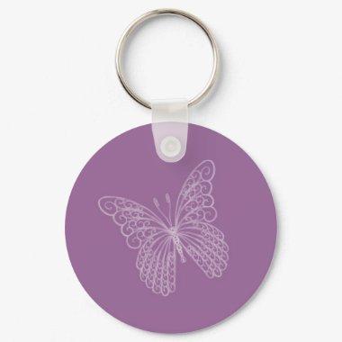 Filigree Butterfly Key Chain in Purple
